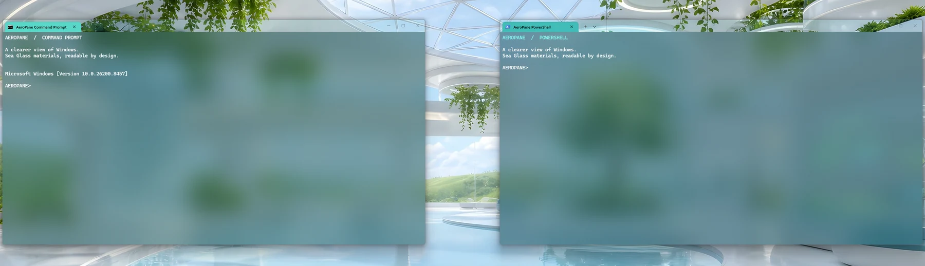 Sea Glass Command Prompt and PowerShell side by side